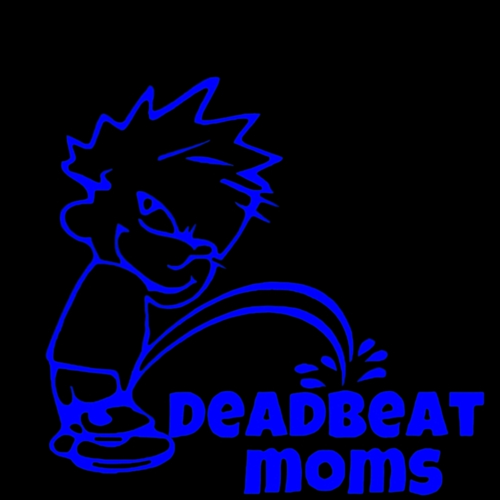 Blue 6Wx5.5H Piss On Deadbeat Moms Premium permanent vinyl decal